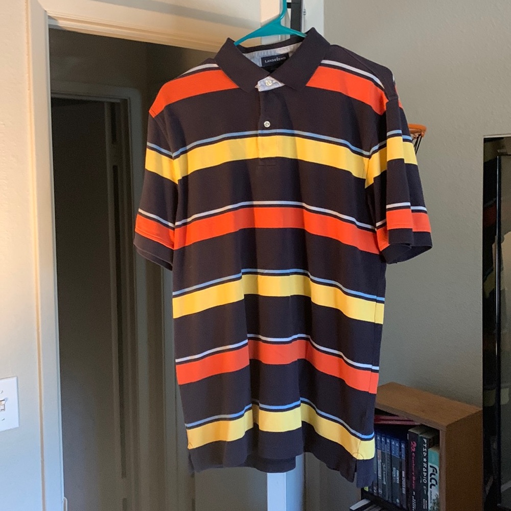 Multi colored striped polo in good condition